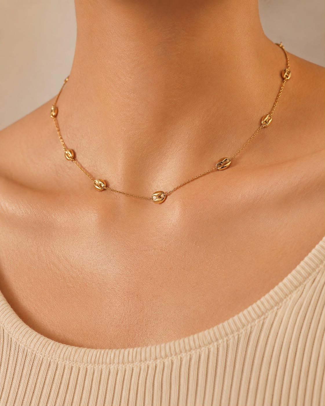 Collier Ras De Cou Doré - Grain De Café - Kassyfamily’s