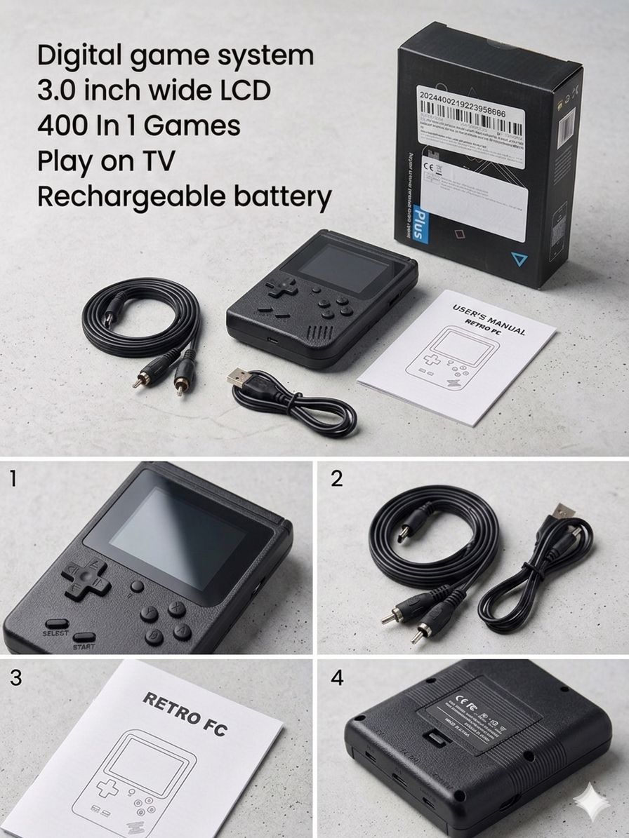 Console rétro portable 400 jeux – Rechargeable – Coloris au choix - Kassyfamily’s