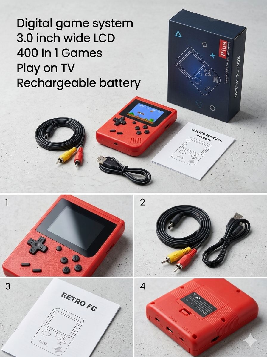 Console rétro portable 400 jeux – Rechargeable – Coloris au choix - Kassyfamily’s