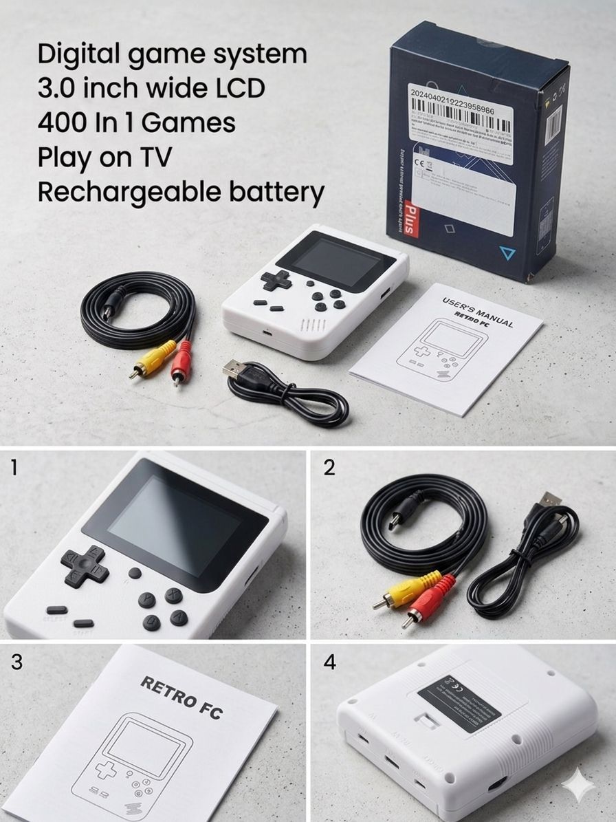 Console rétro portable 400 jeux – Rechargeable – Coloris au choix - Kassyfamily’s