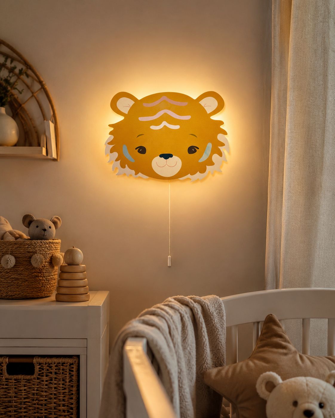 Lampe Murale Bébé Tigre - Veilleuse Douce Avec Ficelle - Kassyfamily’s