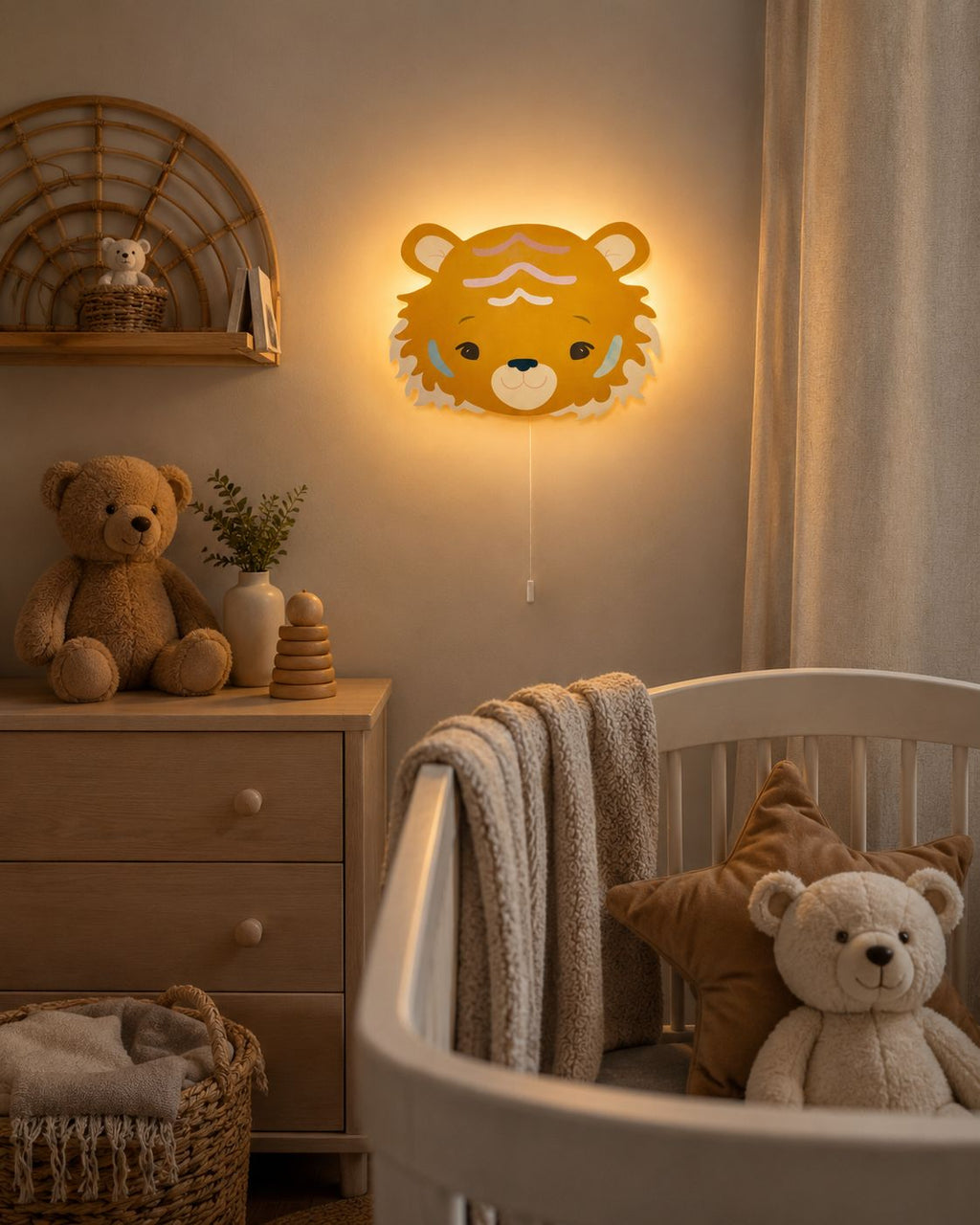 Lampe Murale Bébé Tigre - Veilleuse Douce Avec Ficelle - Kassyfamily’s