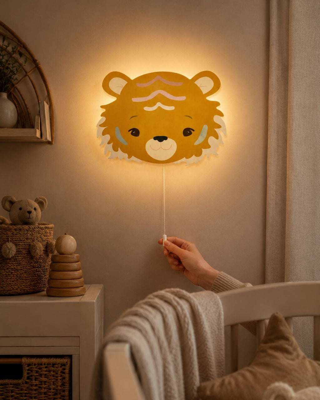 Lampe Murale Bébé Tigre - Veilleuse Douce Avec Ficelle - Kassyfamily’s
