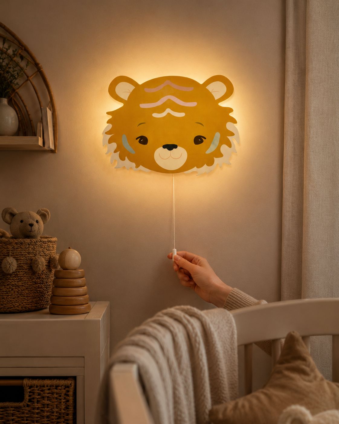 Lampe Murale Bébé Tigre - Veilleuse Douce Avec Ficelle - Kassyfamily’s