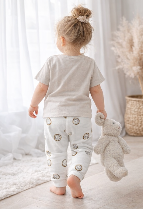 Legging bébé et enfant blanc à motifs fruités – 100 % coton