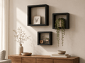 Lot de 3 étagères murales carrées noires – Wooden Wall Boxes - Kassyfamily’s