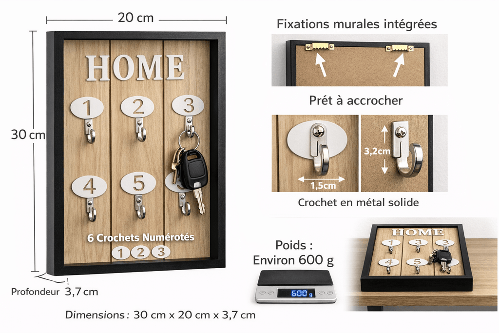 Mini meuble porte clés - HOME - Décoration - Maison - Bois - Noir - Kassyfamily’s