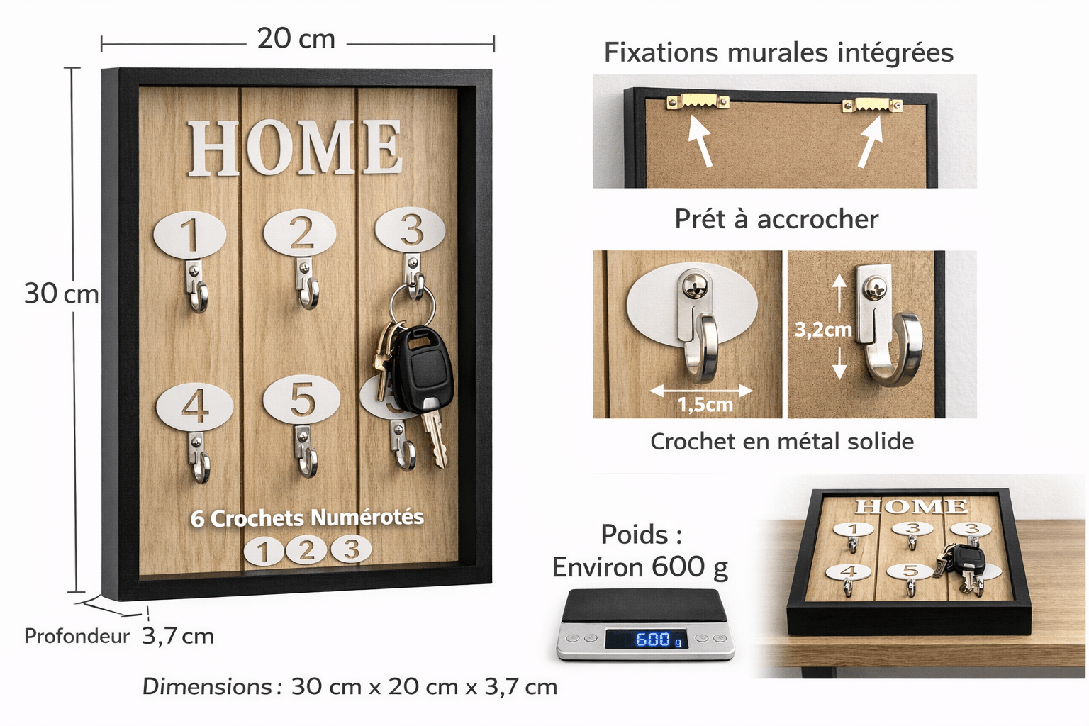 Mini meuble porte clés - HOME - Décoration - Maison - Bois - Noir - Kassyfamily’s