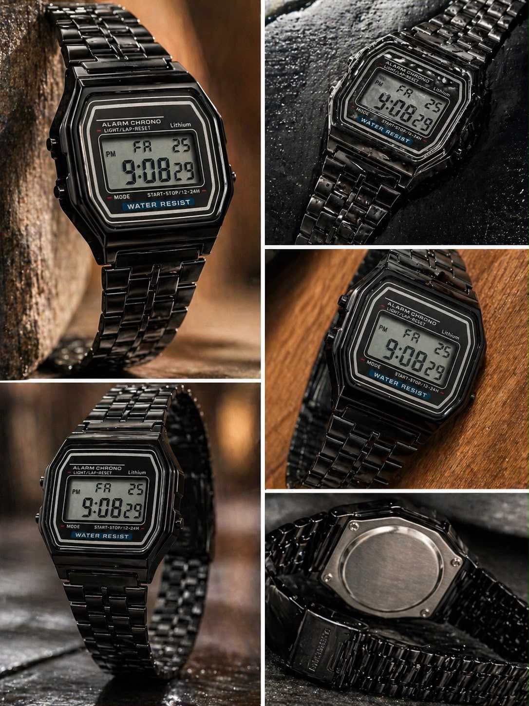 Montre Digitale Noire - Style Vintage & Moderne - Kassyfamily’s