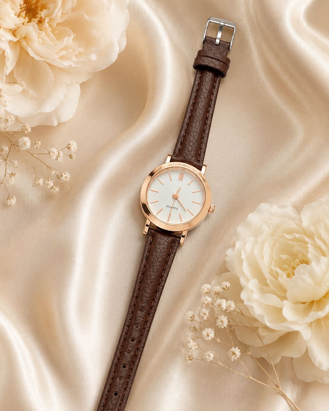 Montre Femme Marron & Dorée Cuir - Kassyfamily’s
