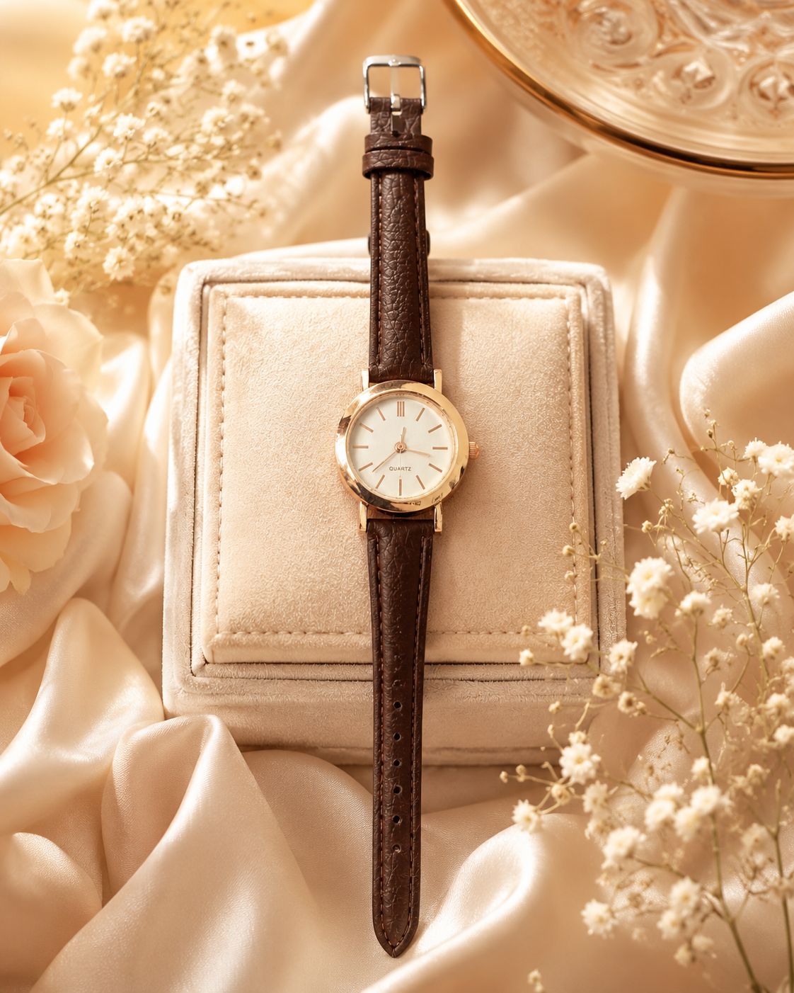 Montre Femme Marron & Dorée Cuir - Kassyfamily’s
