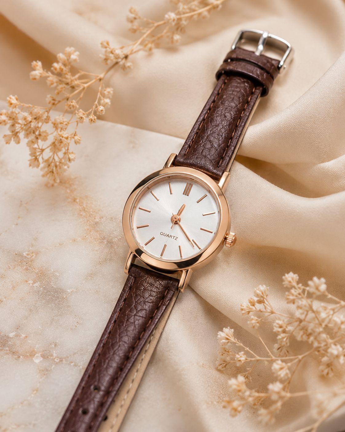 Montre Femme Marron & Dorée Cuir - Kassyfamily’s