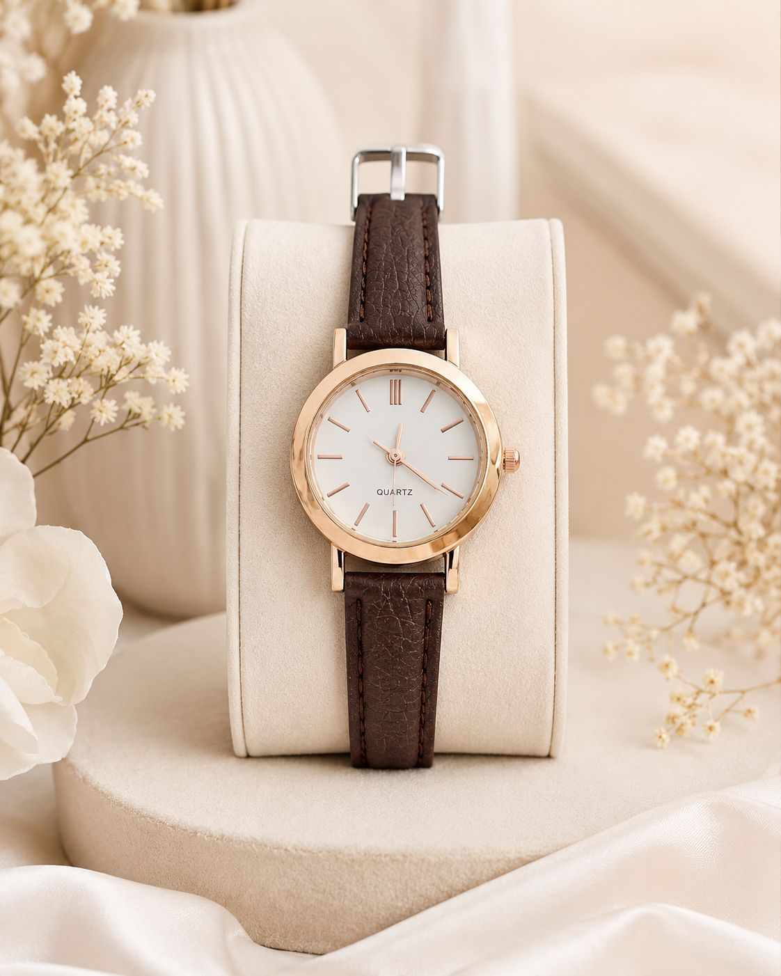 Montre Femme Marron & Dorée Cuir - Kassyfamily’s