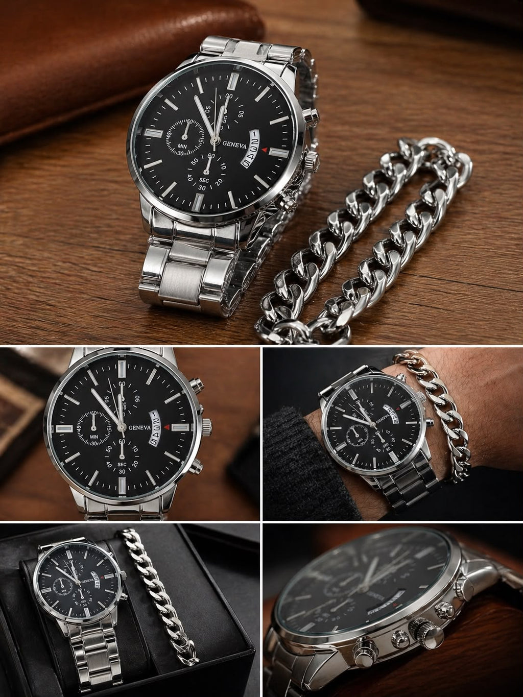 Montre Homme Geneva Argentée – Élégance & Charisme - Kassyfamily’s