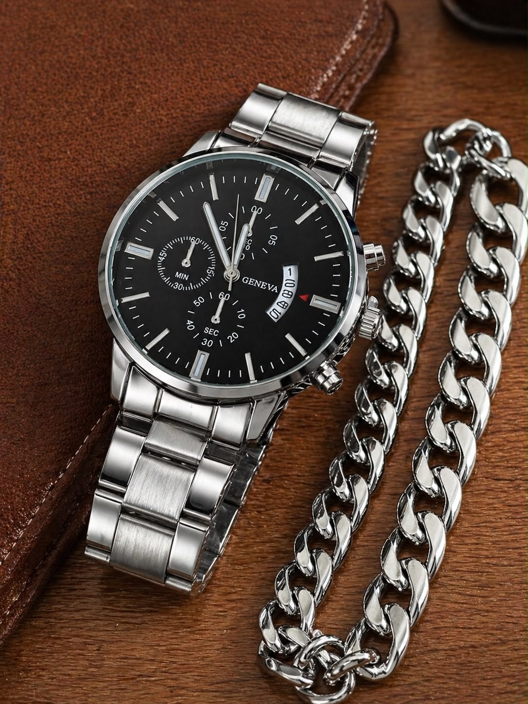 Montre Homme Geneva Argentée – Élégance & Charisme - Kassyfamily’s