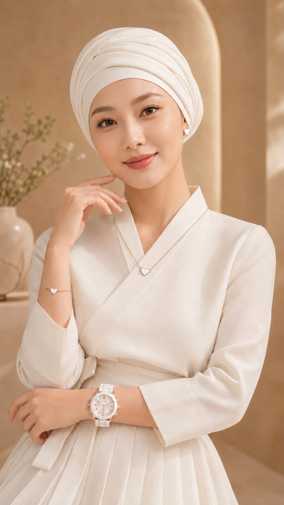 Parure Bijoux Femme Coeur Blanc et Dorée Rosée - Montre Bracelet collier boucles d'oreilles - Kassyfamily’s