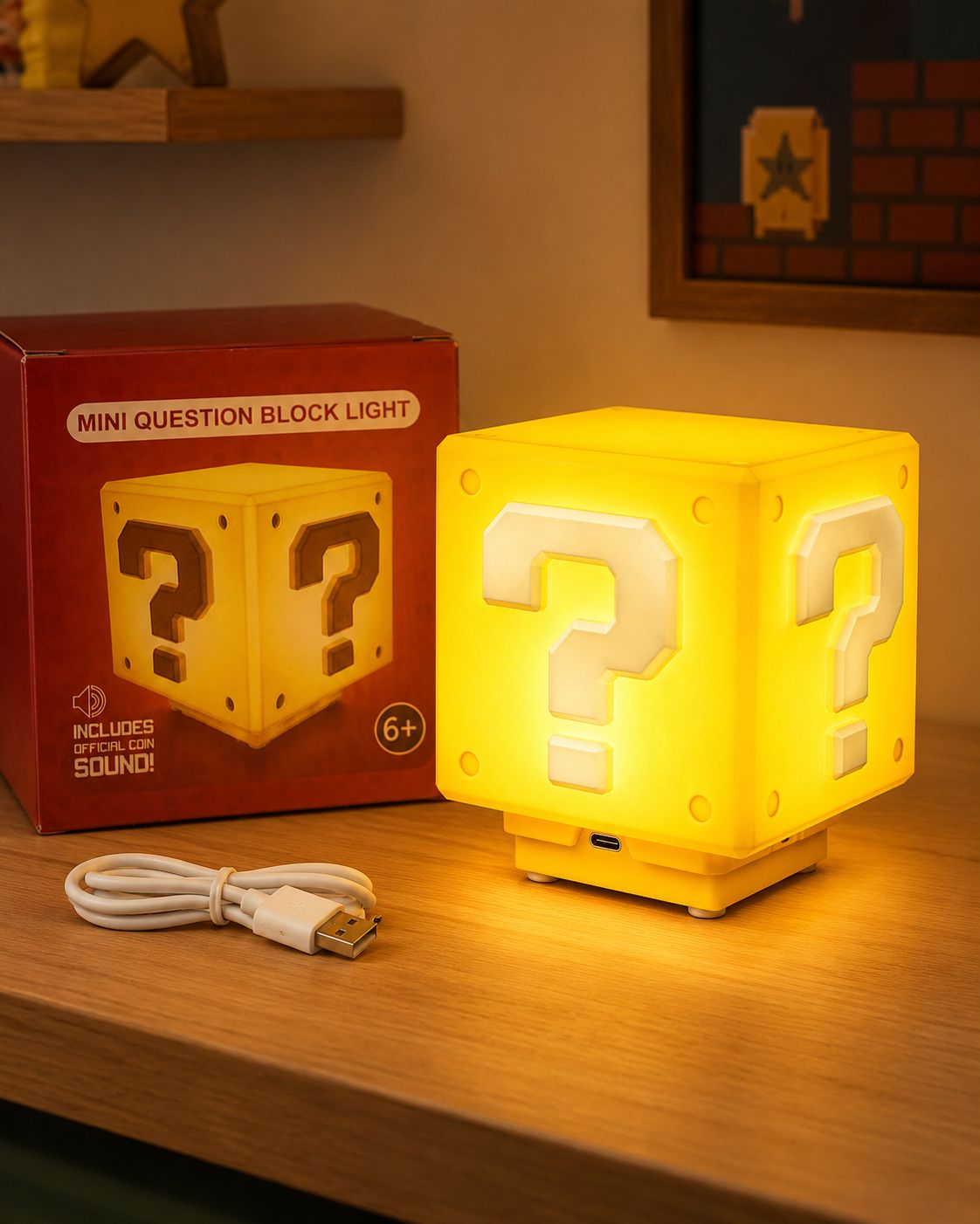 Veilleuse Bloc Question - Lampe décorative LED rechargeable Mario - Kassyfamily’s